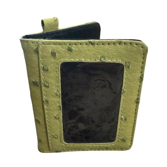 Vintage Jeun Bang Mini Green Ostrich-Embossed Leather Wallet - Picture 1 of 8